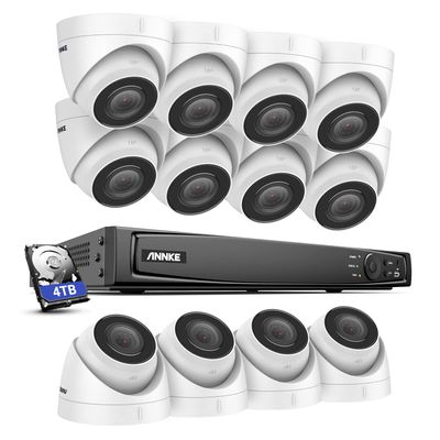 ANNKE 5MP 16CH PoE Security Camera System, 12pcs Wired Security IP Camera for Indoor and Outdoor with 100 ft Color Night Vision and Alexa, 4K/8MP NVR with 4TB HDD for 24-7 Audio Recording