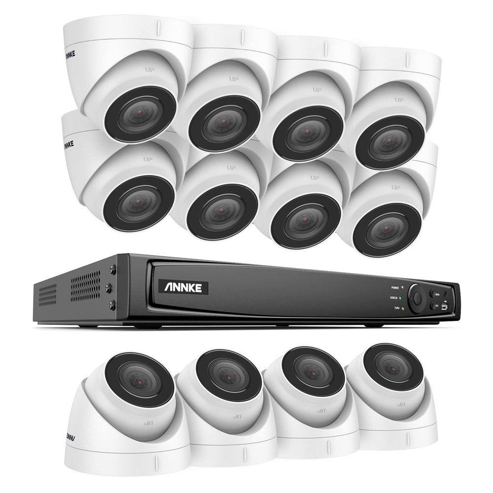 ANNKE POE Security, 16 Channel 4K NVR and 5MP Surveillance CCTV Camera System with 12pcs Super HD IP Cameras, Color Night Vision, Compatible with Alexa, Motion Detection, No Hard Drive