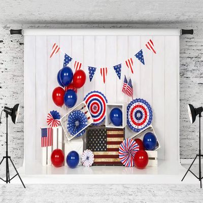 Kate 7x5ft Independence Day Backdrop for Party American Flag White Wood Wall Fabric Background for Photography Photo Shoot Props