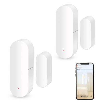 2 Pack WiFi Door Sensor: Window Contact Sensor, Free App Alerts, Programmable with Tuya/Smart Life Devices for Home Security & Smart Home Automation, Compatible with Alexa & Google Assistant