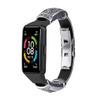 KangPlus Strap Compatible with Huawei Band 6 Pro/ Huawei Band 6/Honor Band 6,Retro Metal+Leather Band Adjustable Durable Wristband with Remove Tool - Black view 1