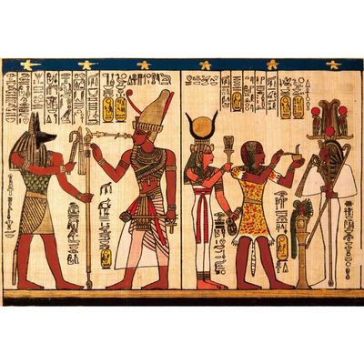 12x10FT Egypt Hieroglyphic Carvings Theme Backdrop Abstract Mural Painting Parchment Culture Religion Vinyl Photography Background for Kids Adults Photo Studio Props Egypt Backdrops
