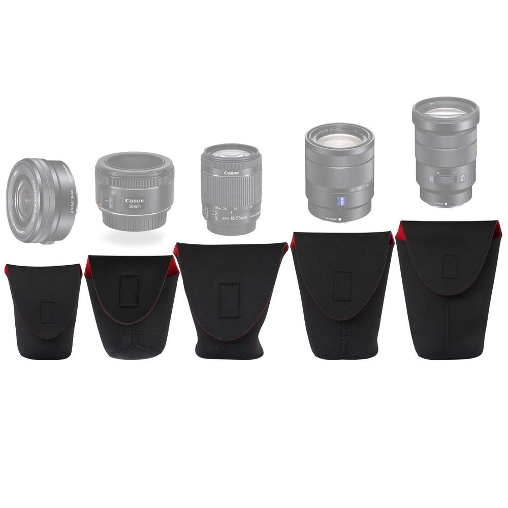 HUANGYUNCHAO YUNCHAO Camera Accessories 5 in 1 SLR Camera Lens Package Thickening Shockproof Neoprene Lens Storage Bag Sticky Deduction Camera Bags