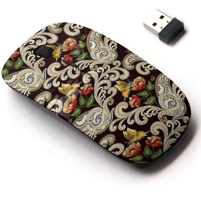 2.4G Wireless Mouse with Cute Pattern Design for All Laptops and Desktops with Nano Receiver - Beige Swirls Paisley
