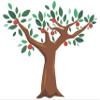 Wall Decal: Huge Tree with Fruits Artwork Design for Kid's Room Vinyl - Apples Hanging on a Tree Art for Nursery Decoration 28" x 21" view 1