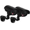 JYtrend Fake Camera, Dummy Camera CCTV Surveillance System with Realistic Red LED Flashing Light for Outdoor and Indoor + Warning Sticker (2 Pack, Black) view 1