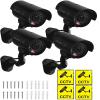 JYtrend Fake Camera, Dummy Camera CCTV Surveillance System with Realistic Red LED Flashing Light for Outdoor and Indoor + Warning Sticker (4 Pack, Black) view 1