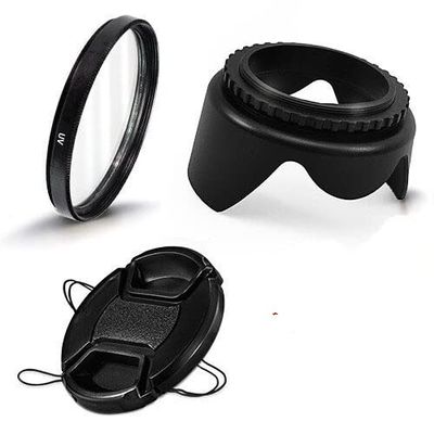 58mm Camera Accessories 3 in 1 Set UV Lens Filter Lens Cap Lens Hood