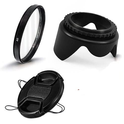58mm Camera Accessories 3 in 1 Set UV Lens Filter Lens Cap Lens Hood