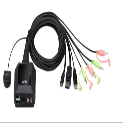 ATEN 2-Port USB-C DisplayPort Hybrid Cable KVM Switch