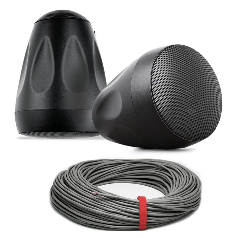 Pure Resonance Audio PD4 4" Pendant Speakers with Installation Wire - (2 Speakers, Black)