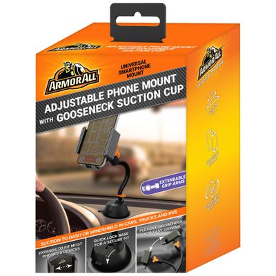 XTREME Armor All Adjustable Universal Smartphone Mount with Gooseneck Suction Cup, 360-Degree Adjustable Viewing Angle, Ideal for Hands-Free Calls/GPS Directions, Easy DIY Installation