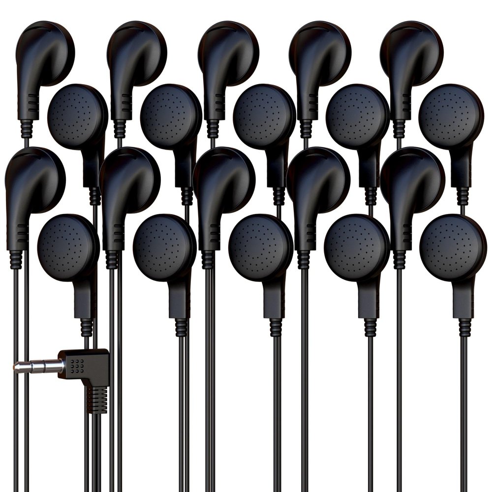 1000 Pack Bulk Wired Earphones, In Ear Earbud Headphones with 3.5mm Jack, 4ft Tangle Free Cable, Comfortable Fit, Affordable and Cost Effective, Ideal for School Classroom Testing Students, Black
