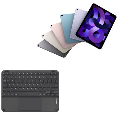 BoxWave Keyboard Compatible with Apple iPad Air (5th Gen 2022) - SlimKeys Bluetooth Keyboard with Trackpad, Portable Slim TouchPad - Jet Black