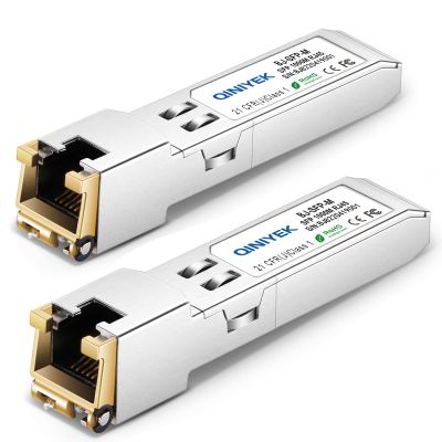 2Pack QINIYEK 1.25G SFP-T, 1000BASE-T RJ45 Copper modules for Cisco GLC-T/SFP-GE-T, Meraki, Fortinet, Ubiquiti UniFi UF-RJ45-1G, D-Link, Supermicro, Netgear, TP-Link and More, up to 100m