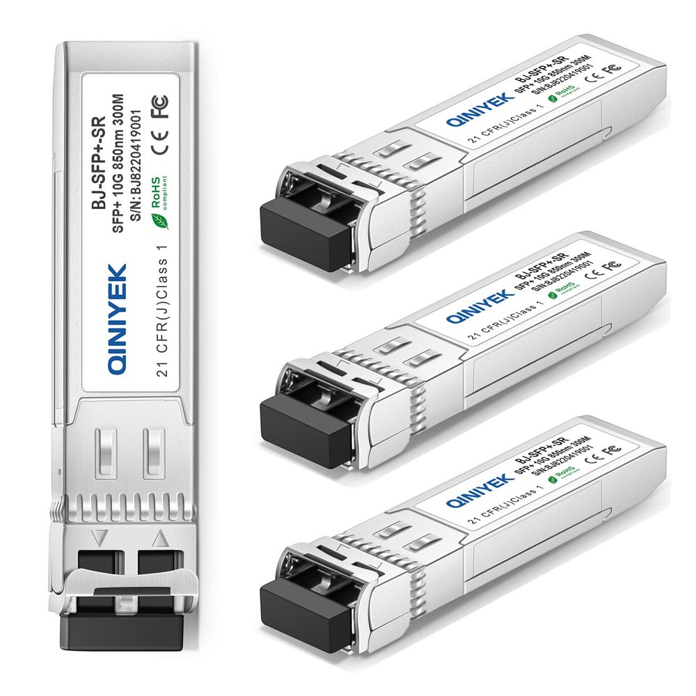 4Pack 10Gbase-SR SFP+ LC Transceiver, 10G Multimode Fiber Module 850nm,up to 300 Meters, Compatible with Cisco SFP-10G-SR, Unifi UF-MM-10G, Meraki MA-SFP-10GB-SR,Fortinet,Mikrotik,Netgear,Supermicro