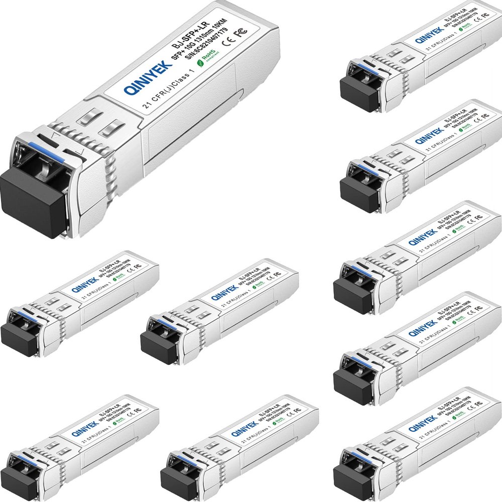 QINIYEK 10GBase-LR SFP+ Transceiver, 10G Singlemode SFP+ Duplex LC Module,Compatible for Cisco SFP-10G-LR, Ubiquiti UF-SM-10G,Meraki,Mikrotik, Supermicro, Netgear,SMF,1310nm,10~20km,DDM,10Pack