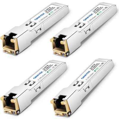 QINIYEK SFP to RJ45 Module,1000BASE-T Transceiver for Cisco GLC-T/SFP-GE-T, Meraki, Fortinet, Ubiquiti UniFi UF-RJ45-1G, D-Link, Supermicro, Netgear, TP-Link and More, up to 100m(Pack of 4)