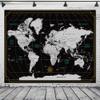 BELECO World Map Backdrop Fabric 9x6ft Scratch Travel Map of The World with Black and White Background Wallpaper Travel Theme Birthday Party Decorations Kids Adults Portrait Shooting Photo Props view 2
