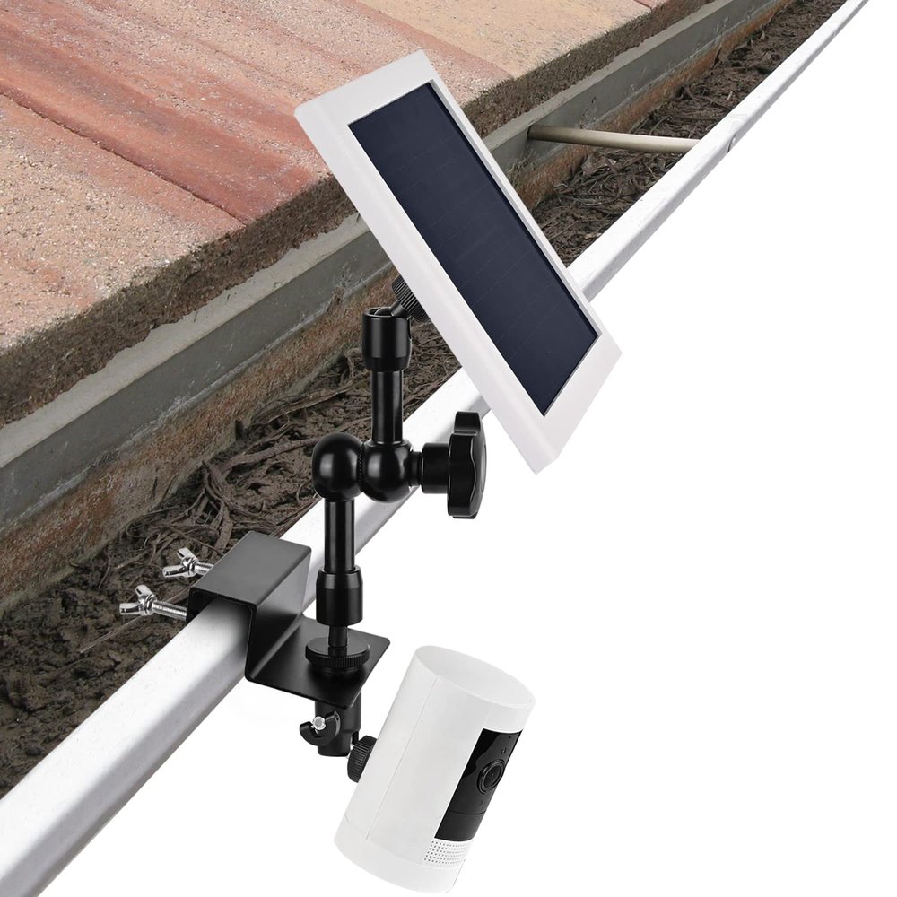 2-in-1 Gutter Mount for Solar Panel, Stick Up Cam Battery, Spotlight Cam and Spotlight Cam Plus/Pro(Battery), Perfect Angle to Get Adequate Sunlight for Your Solar Panel - Black