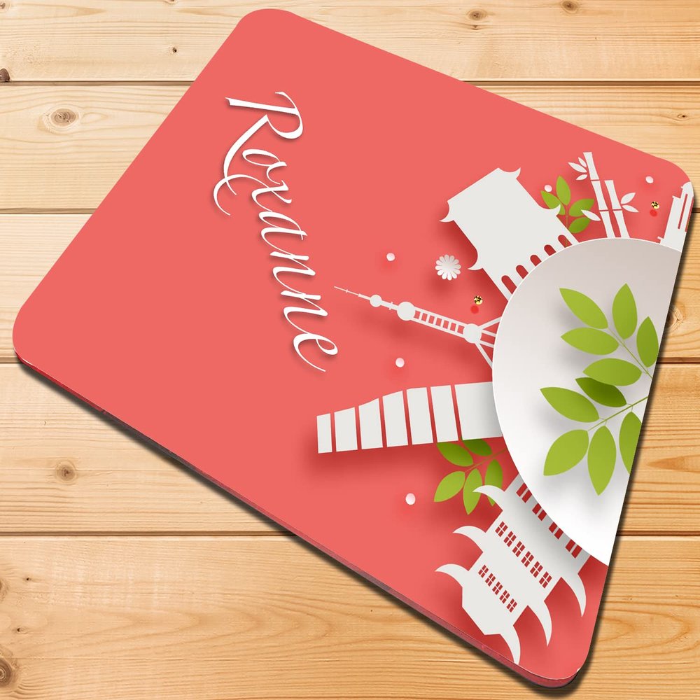 Personalized Name Colorful Watercolor Floral Design Mouse Pad for Women Girls Mousepad Custom Gifts (Salmon Modern Style)