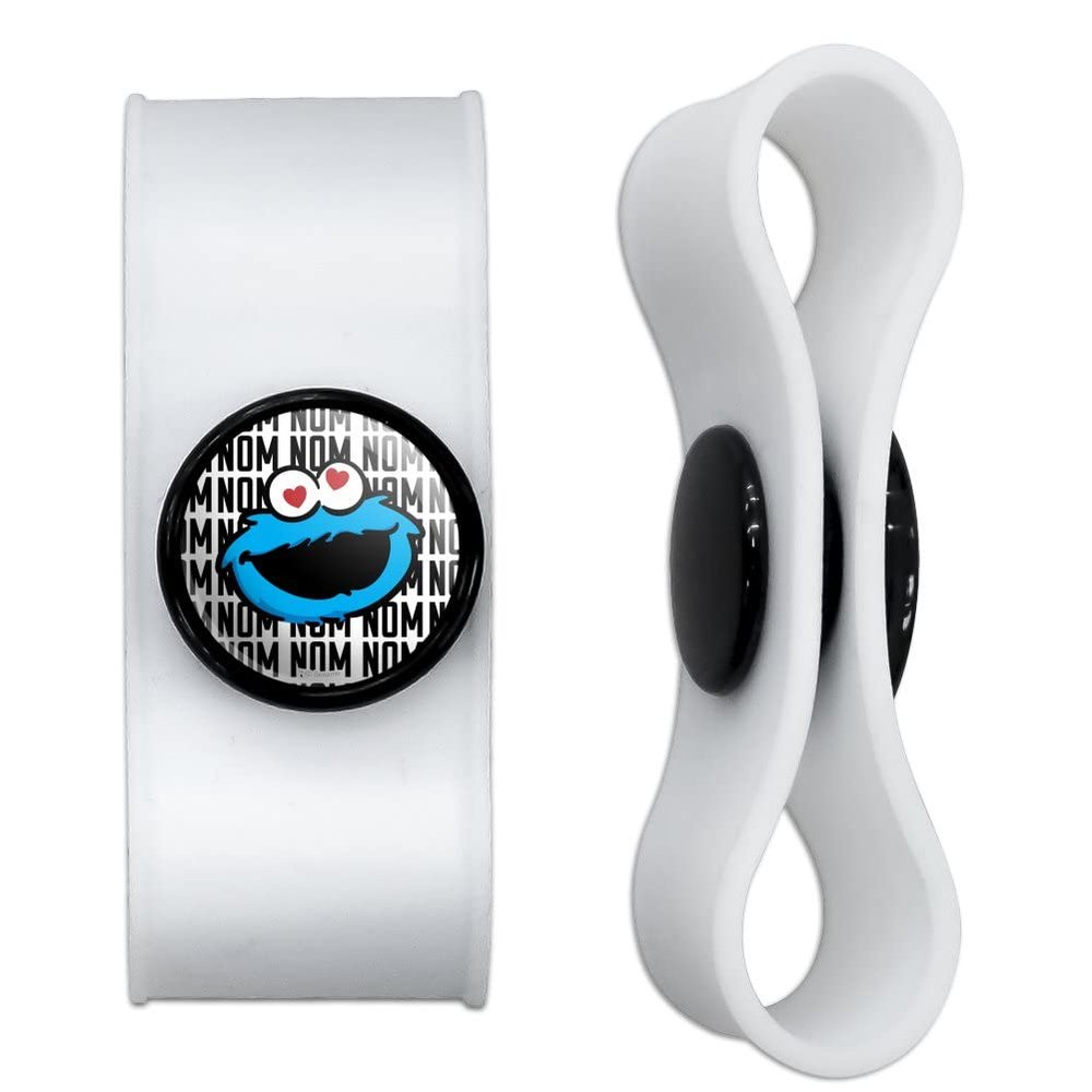 GRAPHICS & MORE Sesame Street Cookie Monster Nom Nom Headphone Earbud Cord Wrap - Charging Cable Manager - Wire Organizer Set of 2 - White