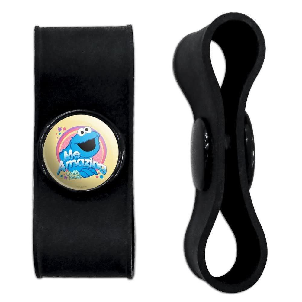 GRAPHICS & MORE Sesame Street Cookie Monster Me Amazing Headphone Earbud Cord Wrap - Charging Cable Manager - Wire Organizer Set of 2 - Black