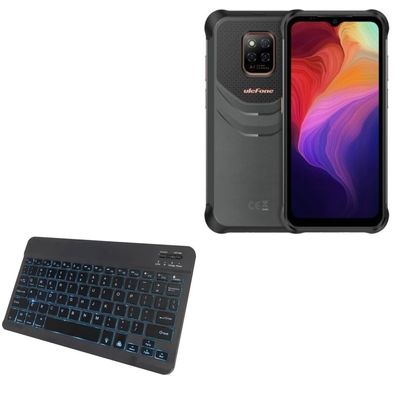 BoxWave Keyboard Compatible with Ulefone Power Armor 14 - SlimKeys Bluetooth Keyboard - with Backlight, Portable Slim LED 7 Colors - Jet Black