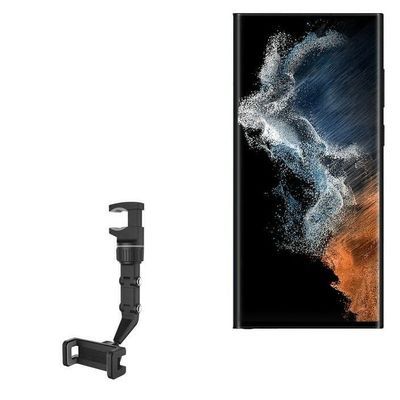 BoxWave Car Mount Compatible with Samsung Galaxy S22 Ultra 5G - Rearview Mirror Car Mount, Rear View Mirror Adjustable GPS Car Mount - Jet Black