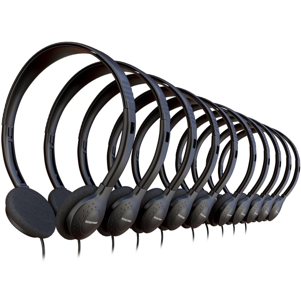 400 Pack Bulk Wired Headphones, On Ear with 3.5mm Jack, 4ft Tangle Free Cable, Comfortable Fit, Affordable and Cost Effective, Ideal for School Classroom Testing Students Events Groups, Black