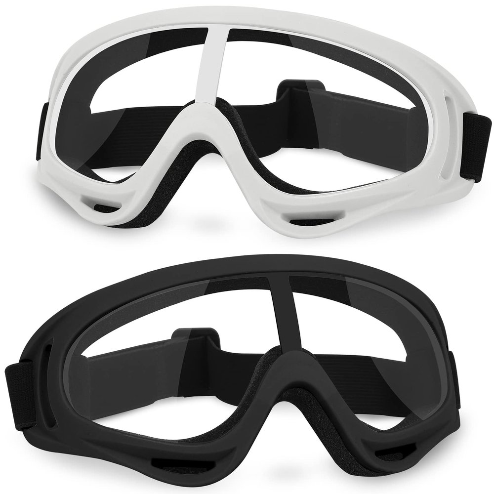 YSCare 2 Pack Protective Goggles, Safety Glasses Eyewear Compatible with Nerf Guns for Game Battle Christmas Gift (Black & White)