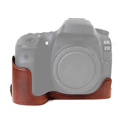 HUANGYUNCHAO YUNCHAO Camera Accessories 1/4 inch Thread PU Leather Camera Half Case Base for Canon EOS 80D / 70D Camera Bags