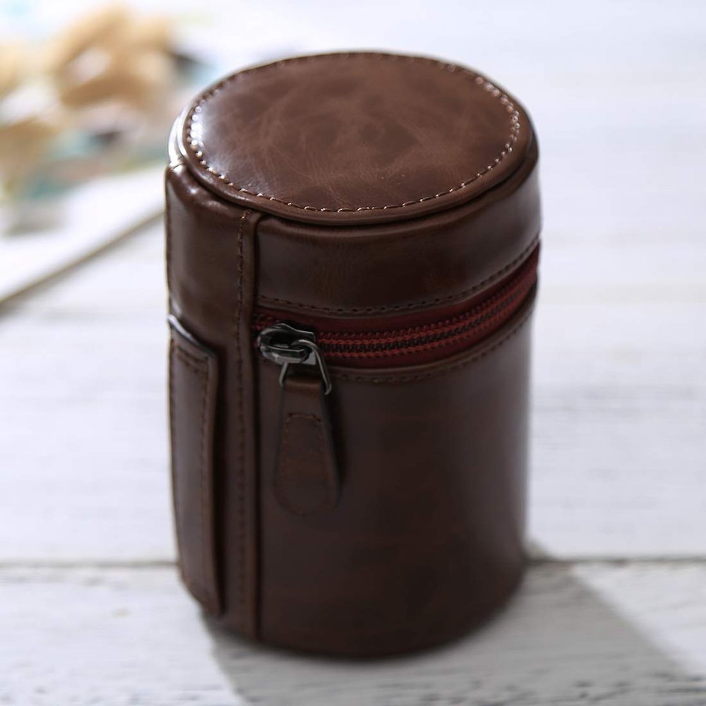 HUANGYUNCHAO YUNCHAO Camera Accessories Small Lens Case Zippered PU Leather Pouch Box for DSLR Camera Lens, Size: 11x8x8cm Camera Bags