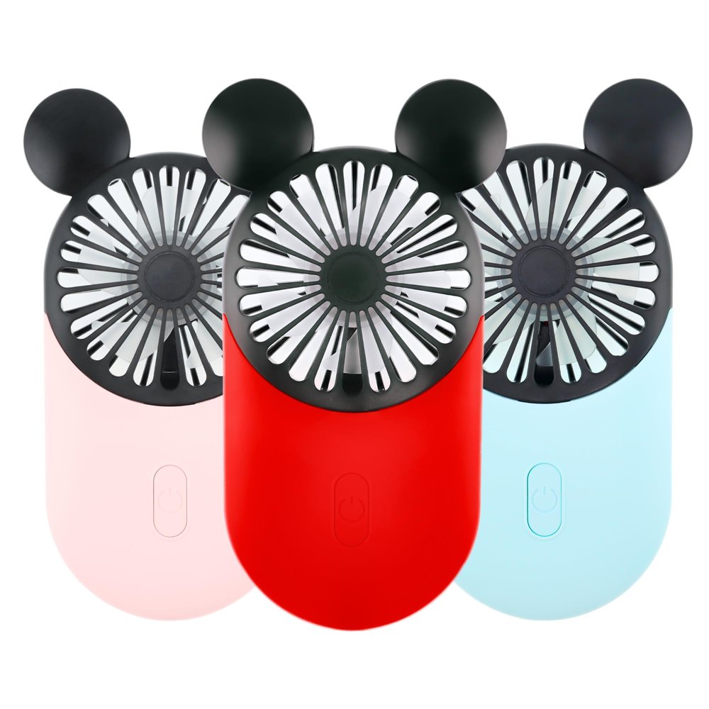Kbinter Cute Mouse Handheld Fan, Rechargeable USB Mini Fan(Red+Pink+Blue)