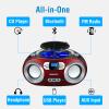 MEGATEK Portable CD Player Boombox with FM Radio, Bluetooth, USB Port, AUX Input, and Headphone Jack  CD-R/CD-RW/MP3-CD Compatible, Clear Stereo Sound, Backlit LCD Display  Cherry Red view 2