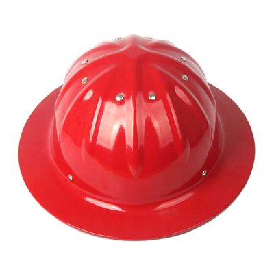 Full Brim Aluminum Hard Hat,Construction Safety Helmet,Rivet Reinforced Protective Equipment Work Cap for Engineering Miner's Forestry,Red