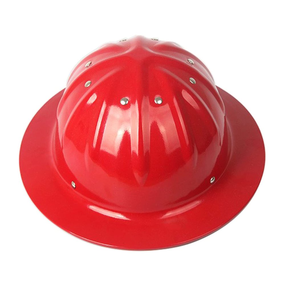 Full Brim Aluminum Hard Hat,Construction Safety Helmet,Rivet Reinforced Protective Equipment Work Cap for Engineering Miner's Forestry,Red