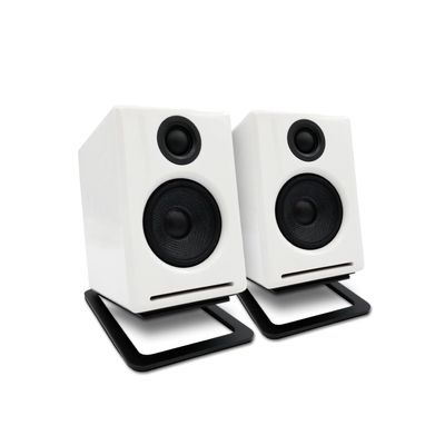 Audioengine A2 White Bluetooth Speakers and DS1M Metal Stands