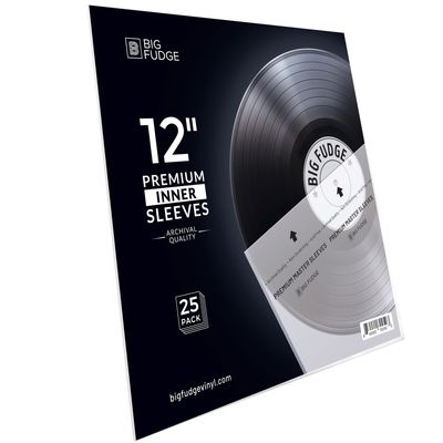 Big Fudge 12" Vinyl Record Sleeves - Premium Inner Sleeves 25 Pack - Anti Static Rice Paper Acid Free Vinyl Covers - Accessories Protect LP Albums from Dust, Dirt & Scratches