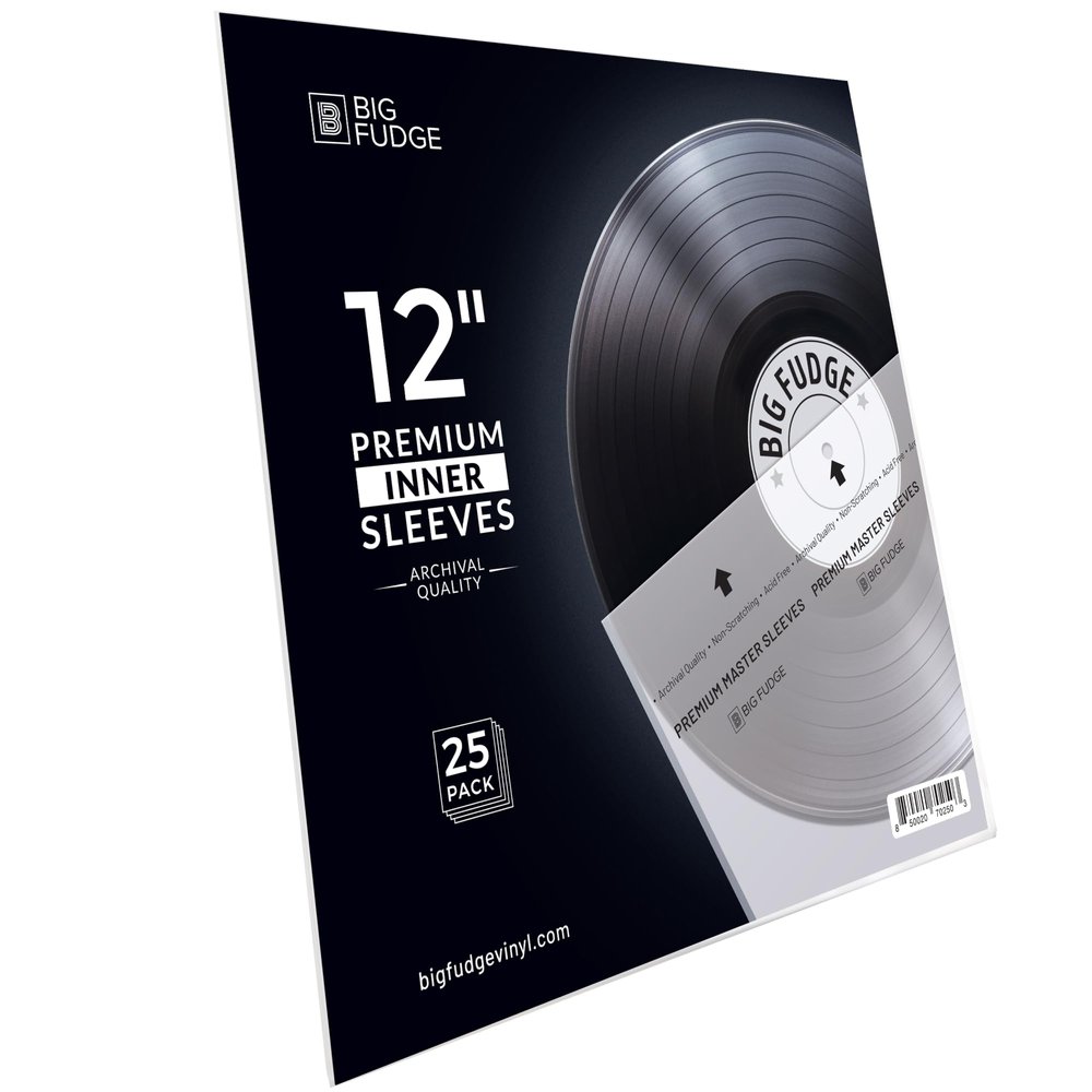 Big Fudge 12" Vinyl Record Sleeves - Premium Inner Sleeves 25 Pack - Anti Static Rice Paper Acid Free Vinyl Covers - Accessories Protect LP Albums from Dust, Dirt & Scratches