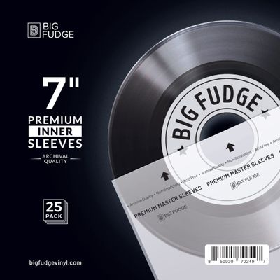 Big Fudge 7" Vinyl Record Sleeves - Inner Sleeves 25 Pack - Anti Static Rice Paper Acid Free Vinyl Covers - Vinyl Accessories Protect LP Albums from Dust, Dirt & Scratches