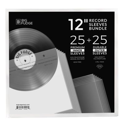 BIG FUDGE Vinyl Sleeves Inner and Outer - Vinyl Record Sleeves Inner and Outer - 25 x 12 High-Density Polypropylene Album Covers & 25 x 12 Archival Anti-Static Rice Paper Inner