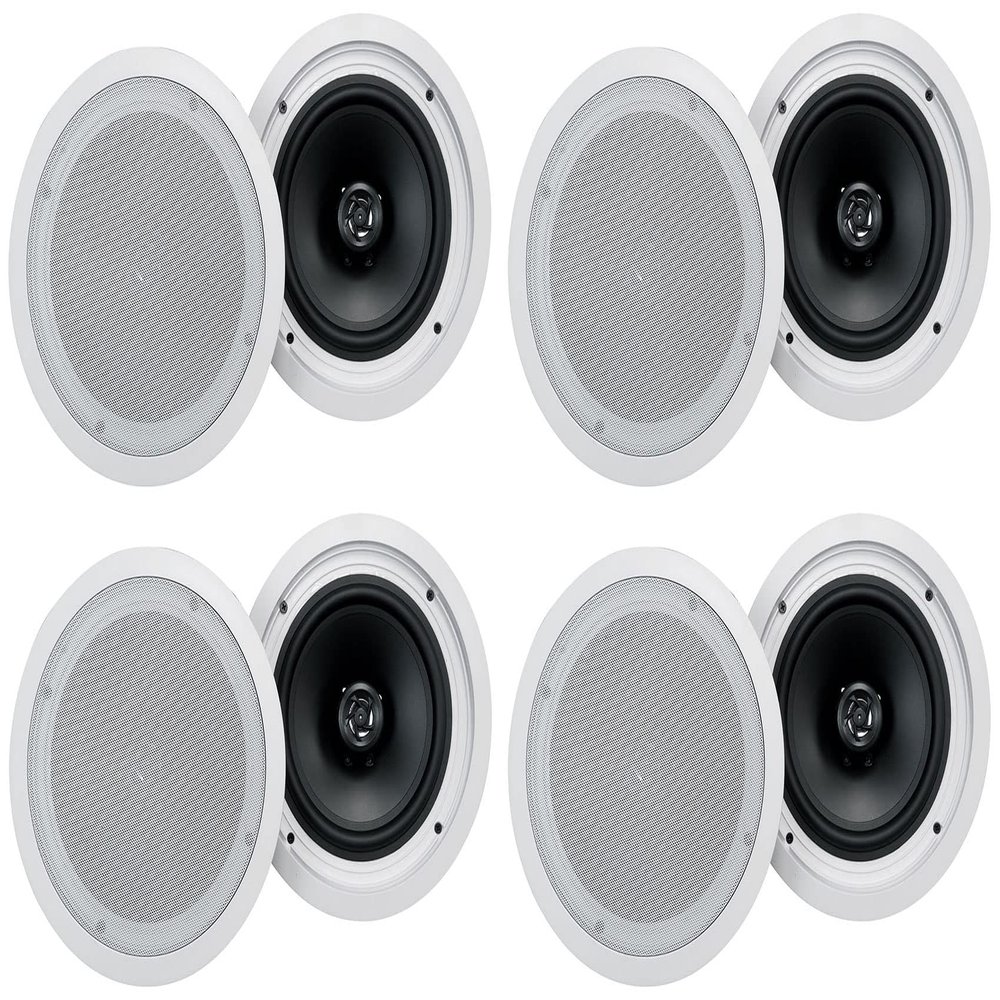 Rockville (8) HC85-16 White 8" 700 Watt in-Ceiling Home Theater Speakers 16 Ohm