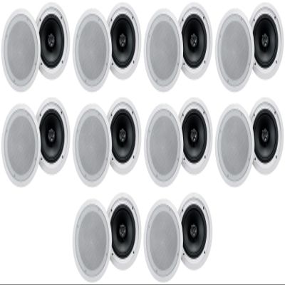 Rockville HC85-16 8 in 700-Watt Peak 240-Watt RMS in-Ceiling Home Theater Speakers 16 Ohm, Paintable Grille, Swivel Tweeter, Multi-Room Audio, 20-Piece