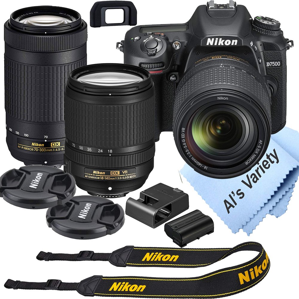 Nikon D7500 DSLR Camera Kit with 18-140mm VR + 70-300mm Zoom Lenses | Built-in Wi-Fi| 20.9 MP CMOS Sensor | EXPEED 5 Image Processor and Full HD 1080p | SnapBridge Bluetooth Connectivity (Renewed)