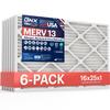 BNX TruFilter 16x25x1 Air Filter MERV 13 (6-Pack) - MADE IN USA - Electrostatic Pleated Air Conditioner HVAC AC Furnace Filters for Allergies, Pollen, Mold, Bacteria, Smoke, Allergen, MPR 1900 FPR 10 view 1
