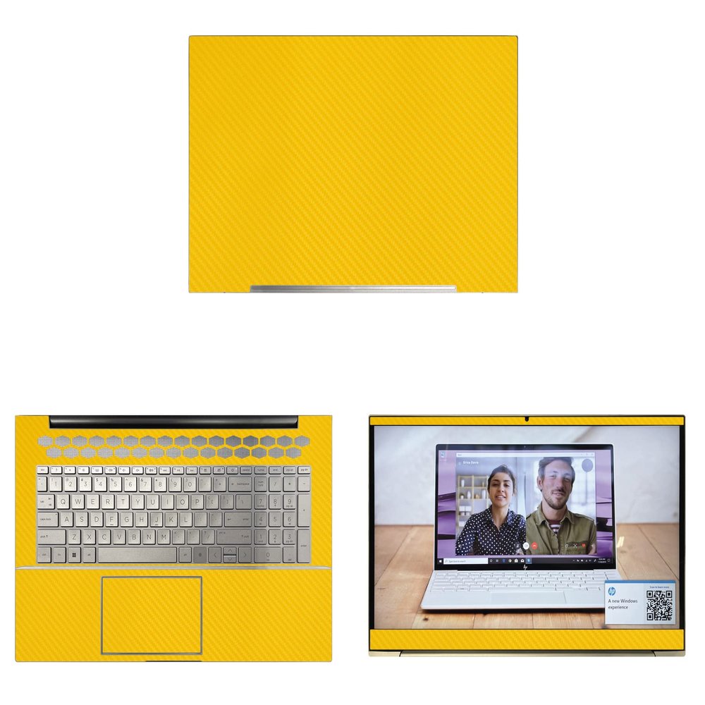 Decalrus - Protective Decal for The HP Envy 17 17M-CH1013DX (17.3" Screen) Laptop Yellow Carbon Fiber Vinyl Cover wrap CFhpEnvy17m_CH1013dxYellow