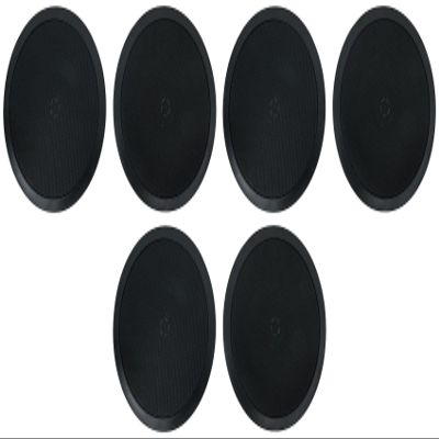 Rockville HC85-16 Black 8 in 700 Watt in-Ceiling Home Theater Speakers 16 Ohm, Aimable Tweeter, Paintable Grills, High Power, for Home Audio Systems, 6-Piece