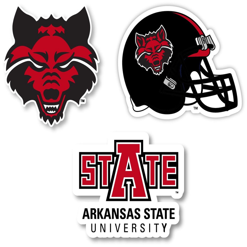Arkansas State Vinyl Decal Sticker 3 Pack 4-Inch Each Officially Licensed Collegiate Product