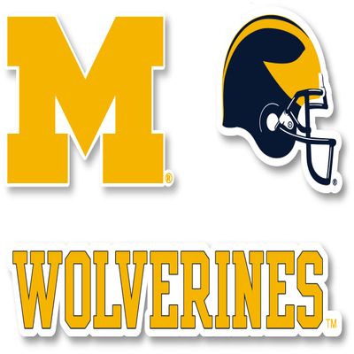 Michigan Wolverines Vinyl Decal Sticker 3 Pack 4-Inch Each Officially Licensed Collegiate Product